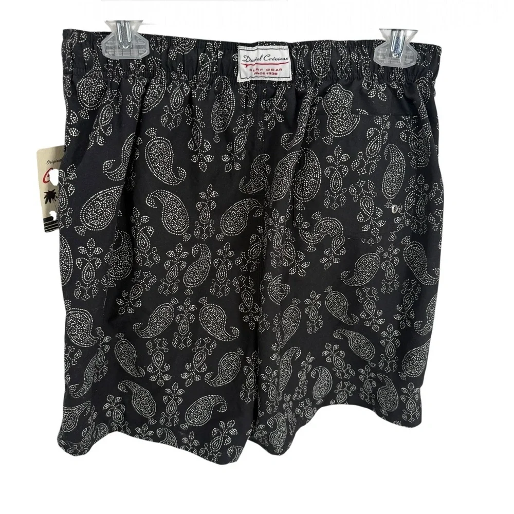 Daniel Cremieux Swim Trunks Men's Mesh Lined Size Medium Black paisley NWT
